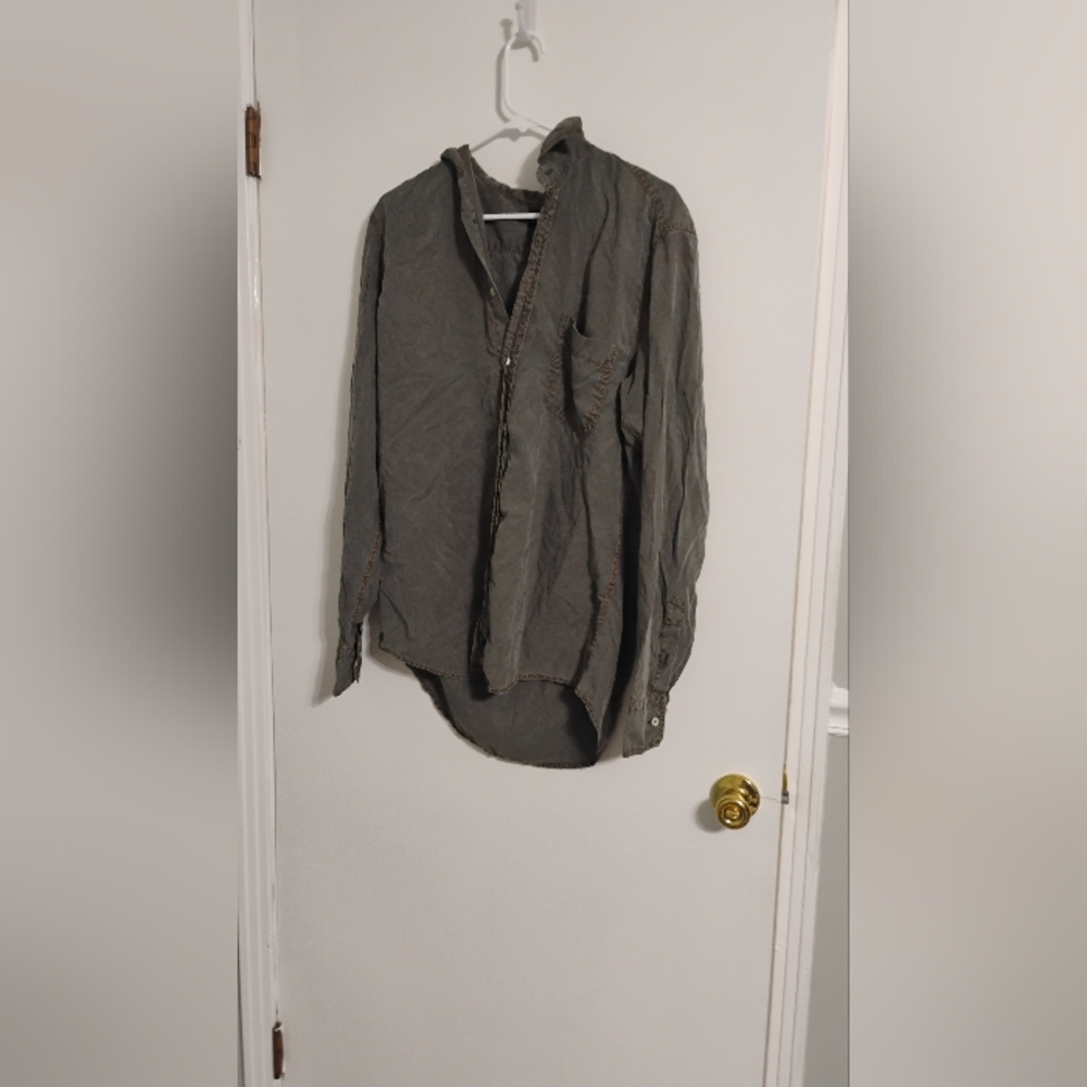 Coast Mens Greenish Gray Button Down Shirt